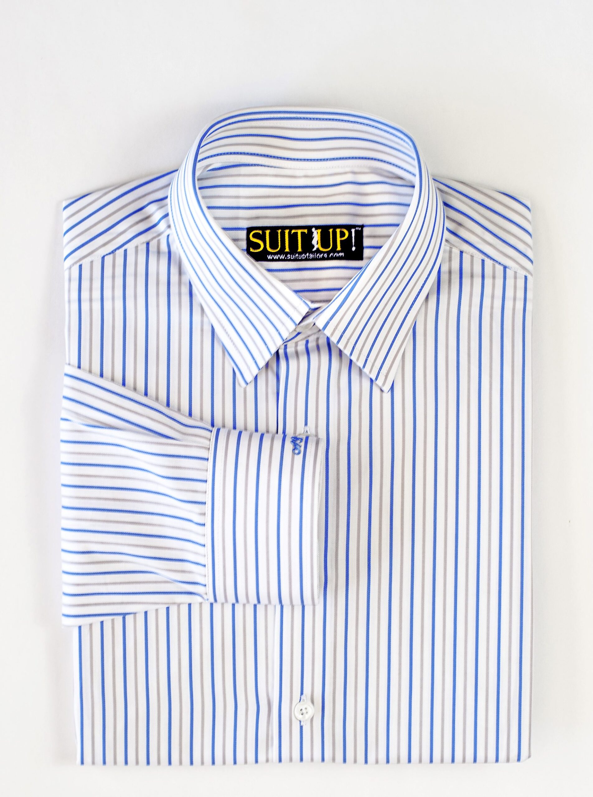Blue and Grey Striped Shirt - Blue, Grey, Striped