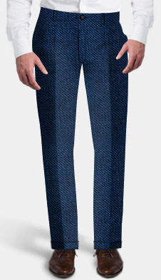 Custom Preppy Blue Trousers - Blue, Solid
