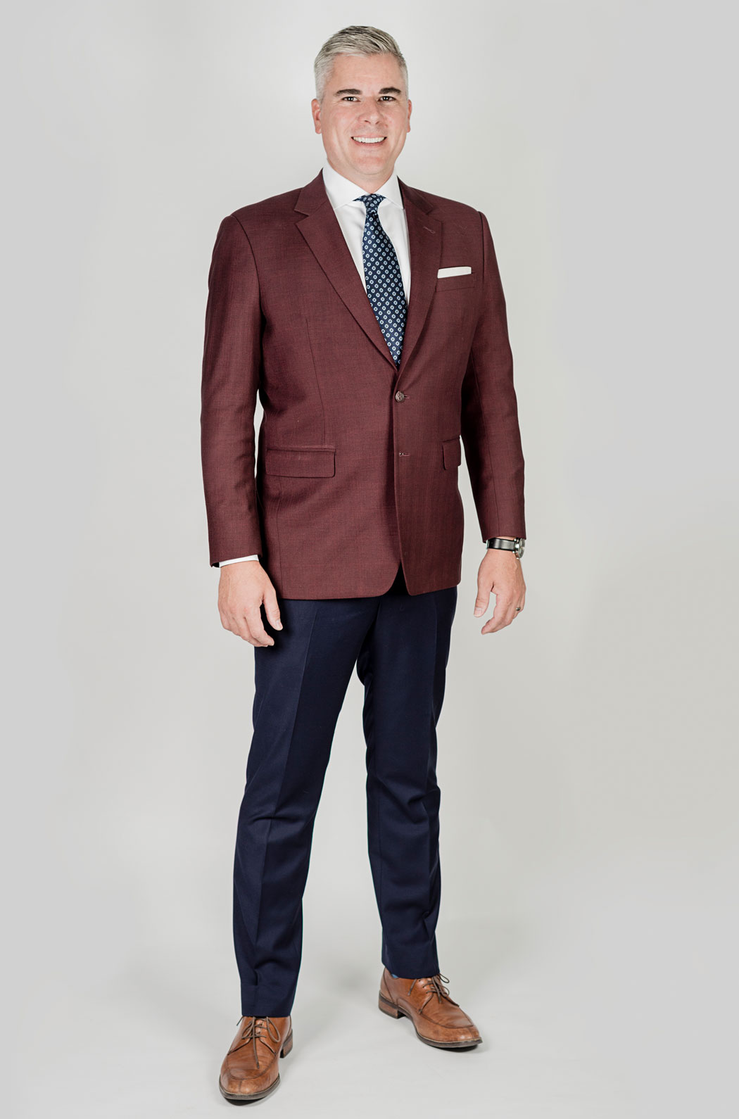 Burgundy Patterned Sports Jacket - Burgundy, Patterned